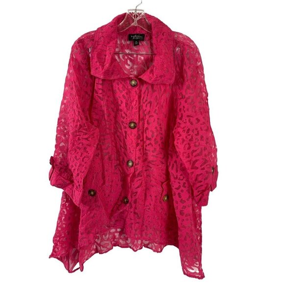 Katherine Tops - Katherine's Women's Hot Pink  Lace Cardigan